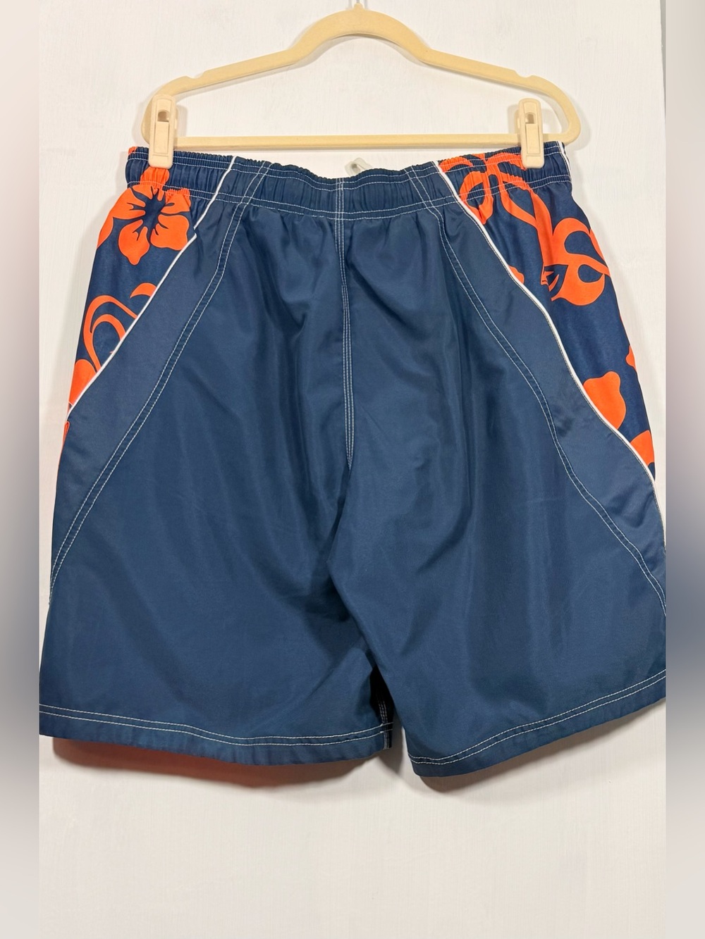 Speedo Navy Blue Swim Board Shorts with Orange Floral Panels - Picture 6 of 12